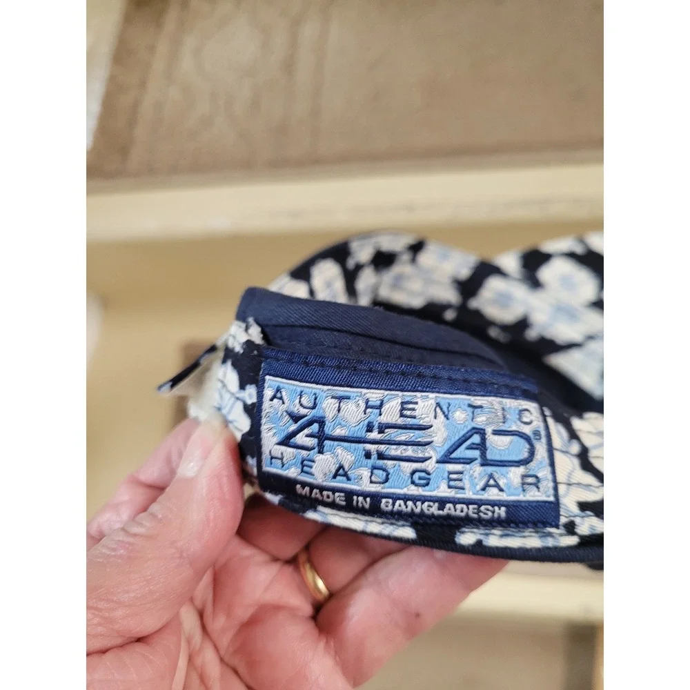 Sun Visor Ahead‎ Headgear Blackrock Navy Blue Botanical Tropical Hibiscus NWT